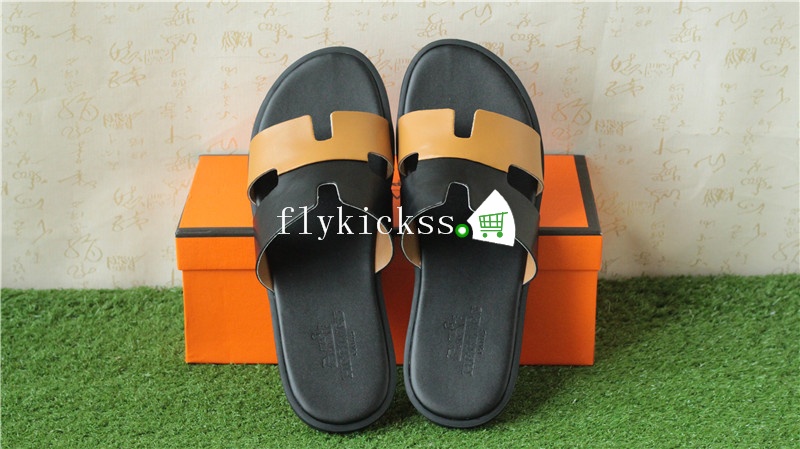 Hermes Slipper Brown Black